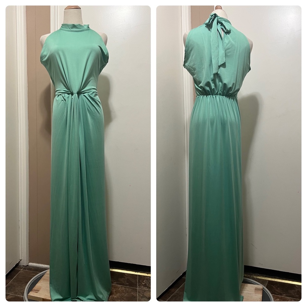 Koh Koh Women's Sleeveless Mint Green Vintage Sexy Halter Maxi Dress S.